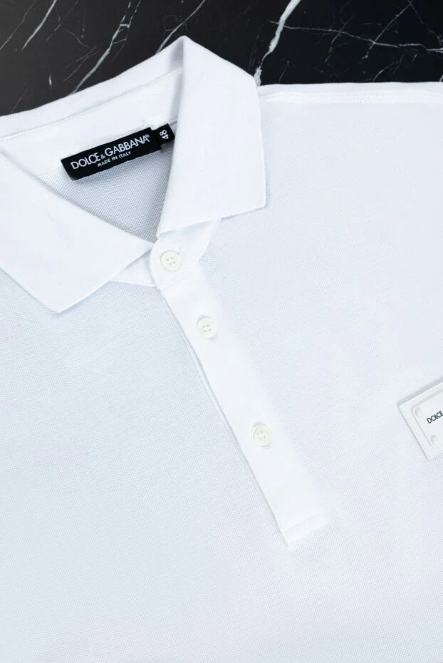 Dolce & Gabbana white cotton polo shirt with a brand emblem patch for men 151112 - photo 2