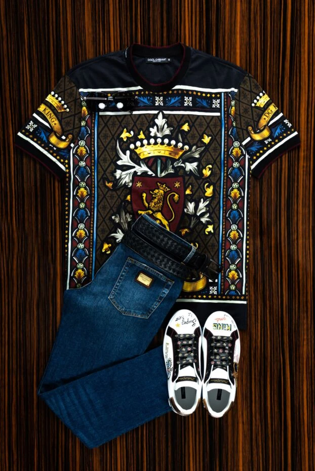 Dolce & Gabbana чоловічі джинси з градієнтним забарвленням від світлого верху до темного низу 151177 - фото 2