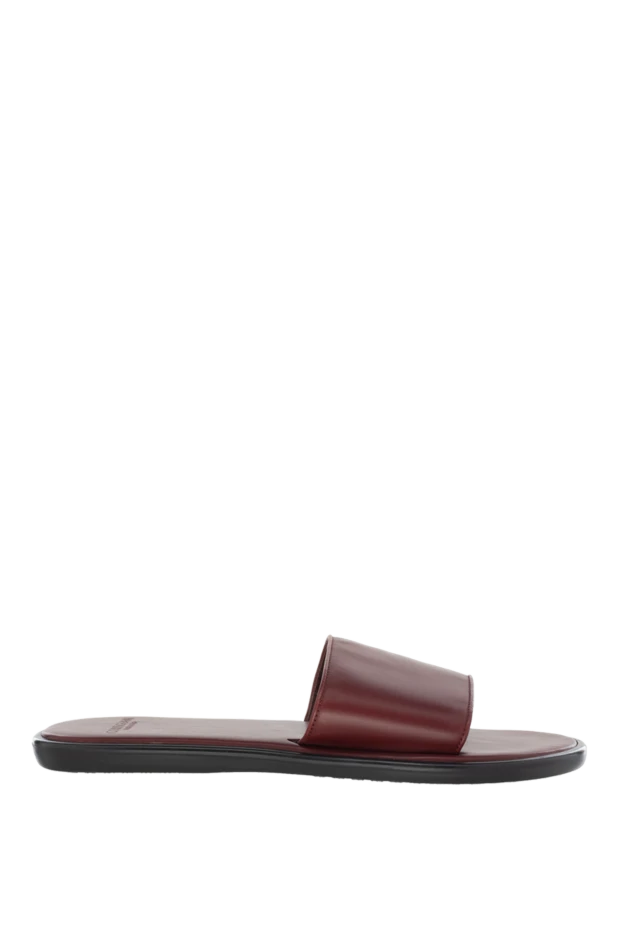 Burgundy leather slippers for men