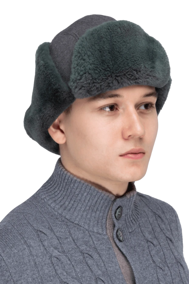 Cortigiani man hat made of natural fur, wool and genuine leather gray for men buy with prices and photos 151238 - photo 2