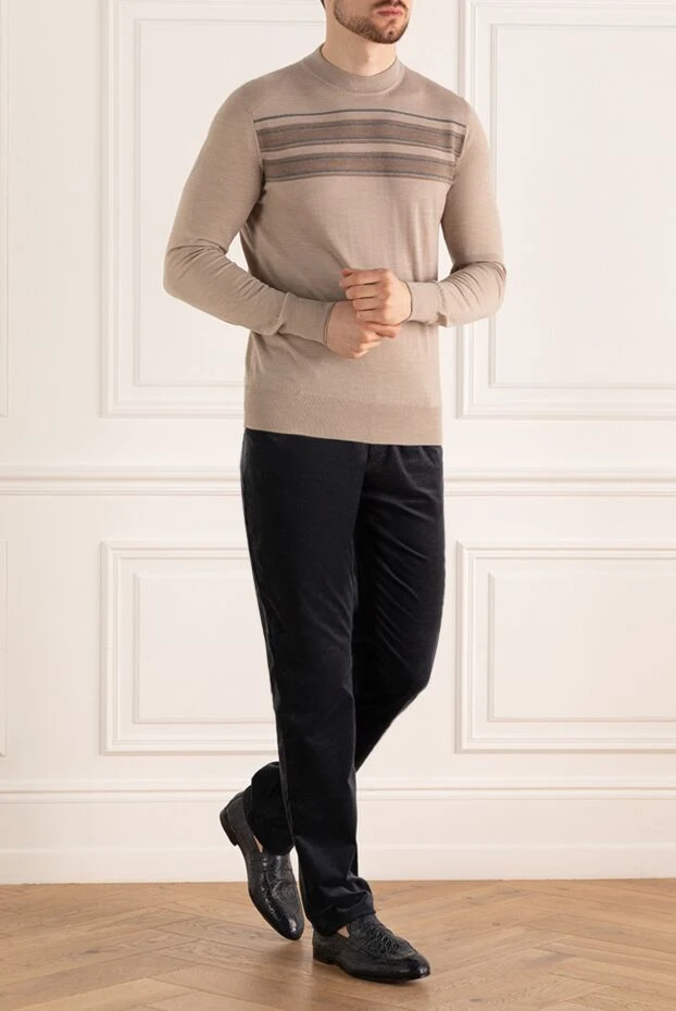 Cortigiani man men's jumper with a high stand-up collar made of wool, beige buy with prices and photos 151239 - photo 2