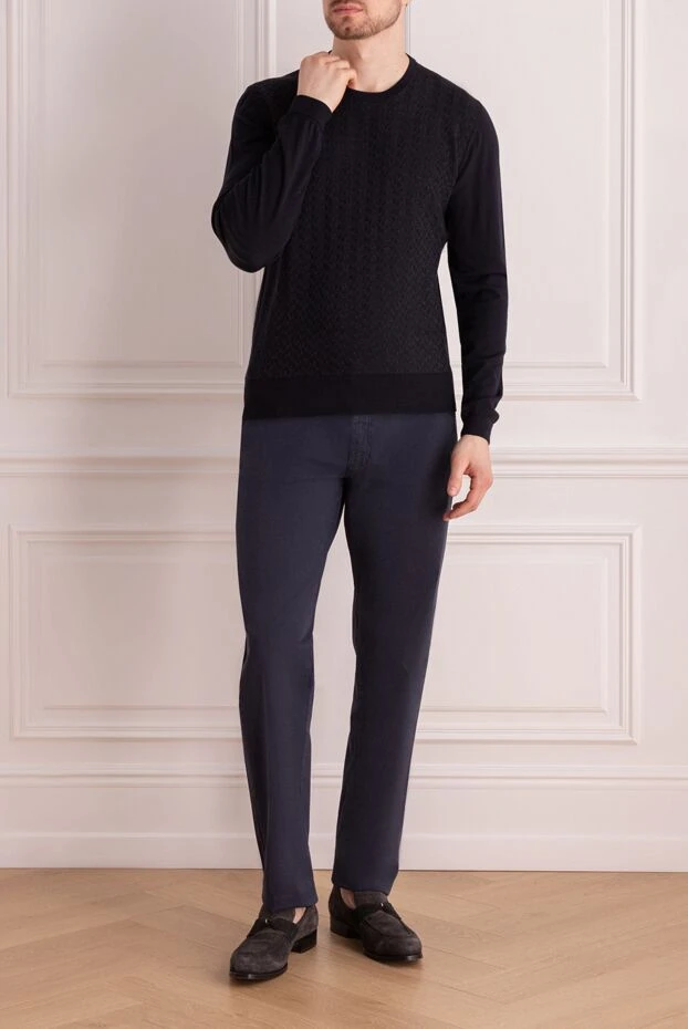 Cortigiani man black wool and silk jumper for men buy with prices and photos 151246 - photo 2