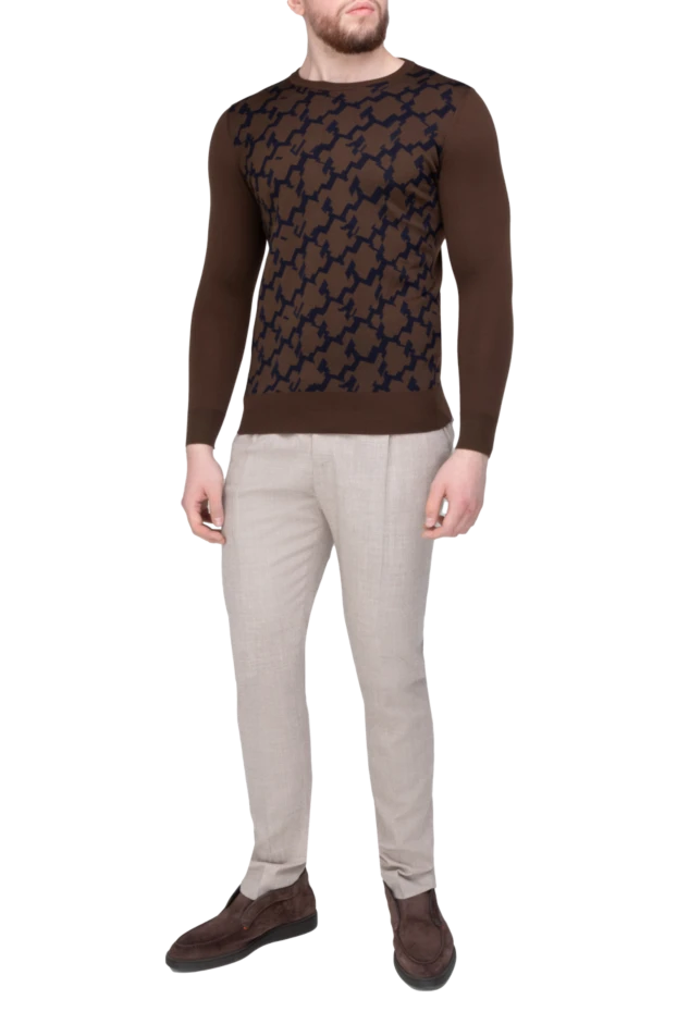 Cortigiani man wool, silk and cashmere jumper brown for men buy with prices and photos 151248 - photo 2