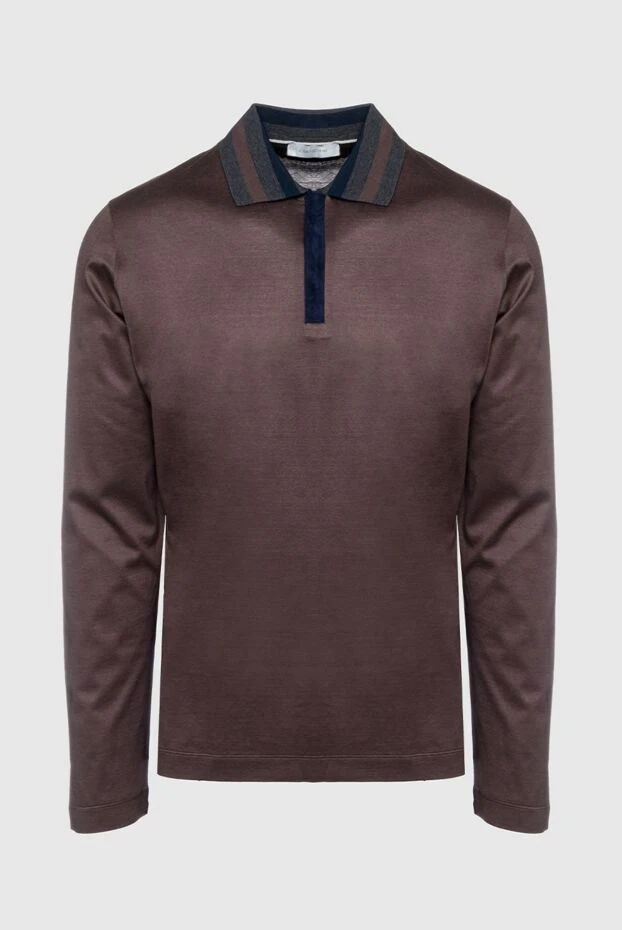 Cortigiani man long sleeve polo in cotton and crocodile skin brown for men buy with prices and photos 151275 - photo 1