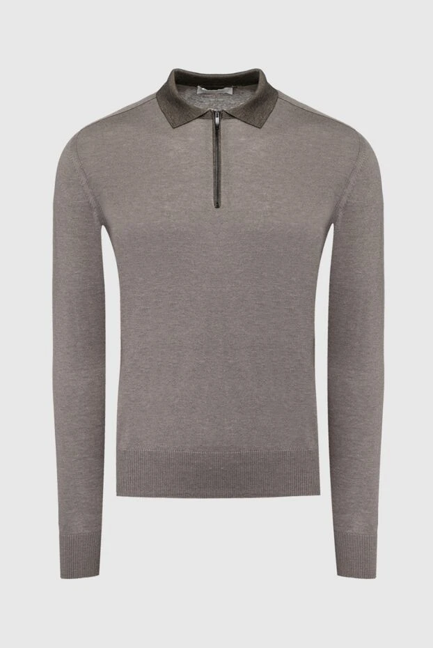 Cortigiani man long sleeve polo in silk and cashmere gray for men buy with prices and photos 151280 - photo 1