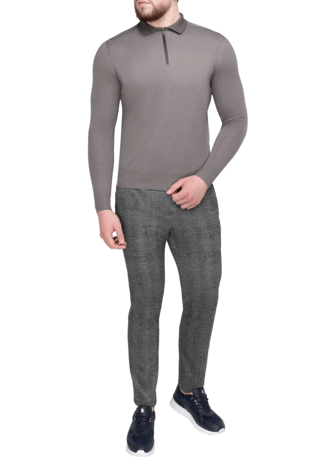 Cortigiani man long sleeve polo in silk and cashmere gray for men buy with prices and photos 151280 - photo 2