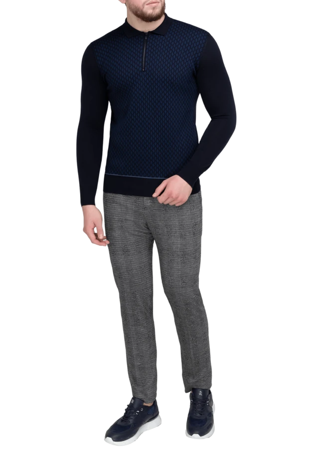 Cortigiani man wool long sleeve polo blue for men buy with prices and photos 151291 - photo 2