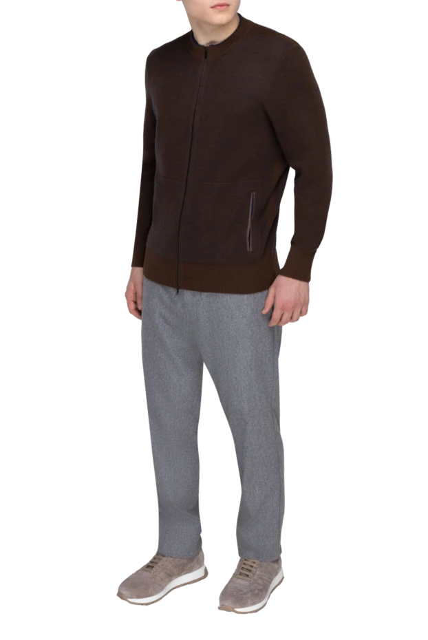 Cortigiani man men's cardigan made of cashmere, wool and silk, brown buy with prices and photos 151293 - photo 2