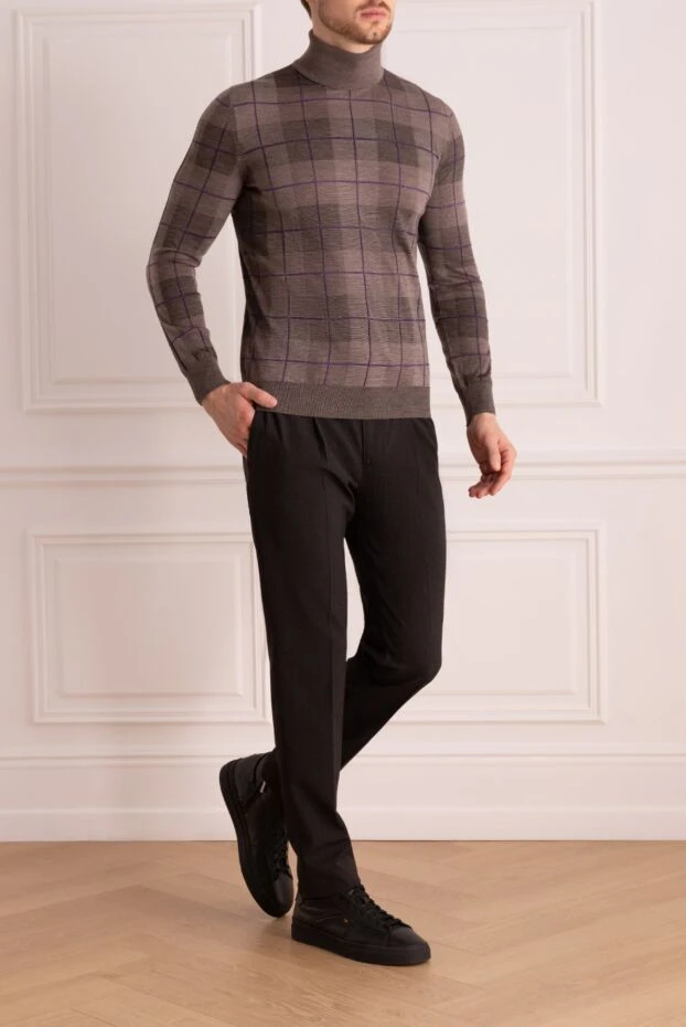 Cortigiani чоловічі штани з вовни та еластану сірі чоловічі купити фото з цінами 151299 - фото 2