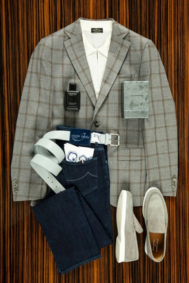 Lubiam large checkered two-button jacket in grey 151326 - photo 2