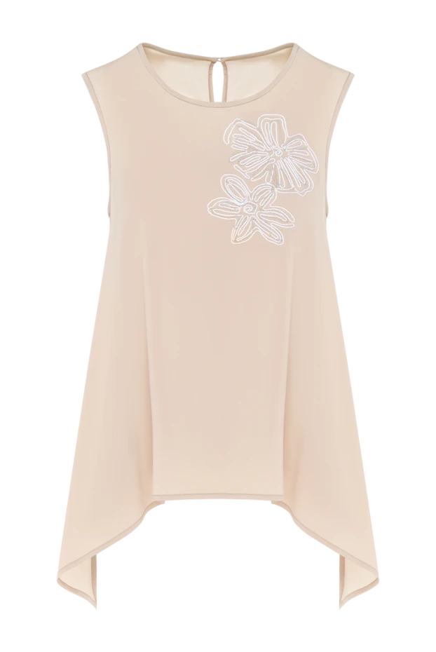 Peserico women's silk blouse with floral embroidery beige 195590 - photo 1