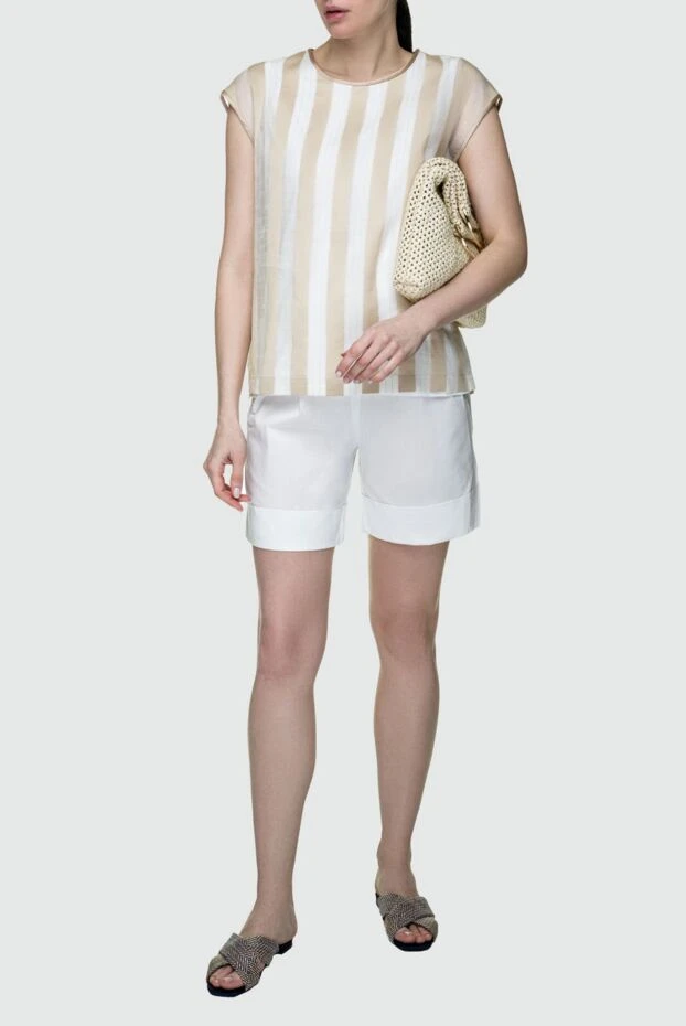 Peserico женские блуза из хлопка и шелка бежевая женская купить с ценами и фото 151540 - фото 2