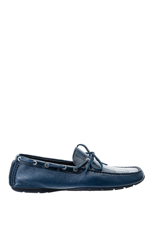 Cesare di Napoli man men's moccasins made of genuine leather and crocodile skin blue buy with prices and photos 151549 - photo 1