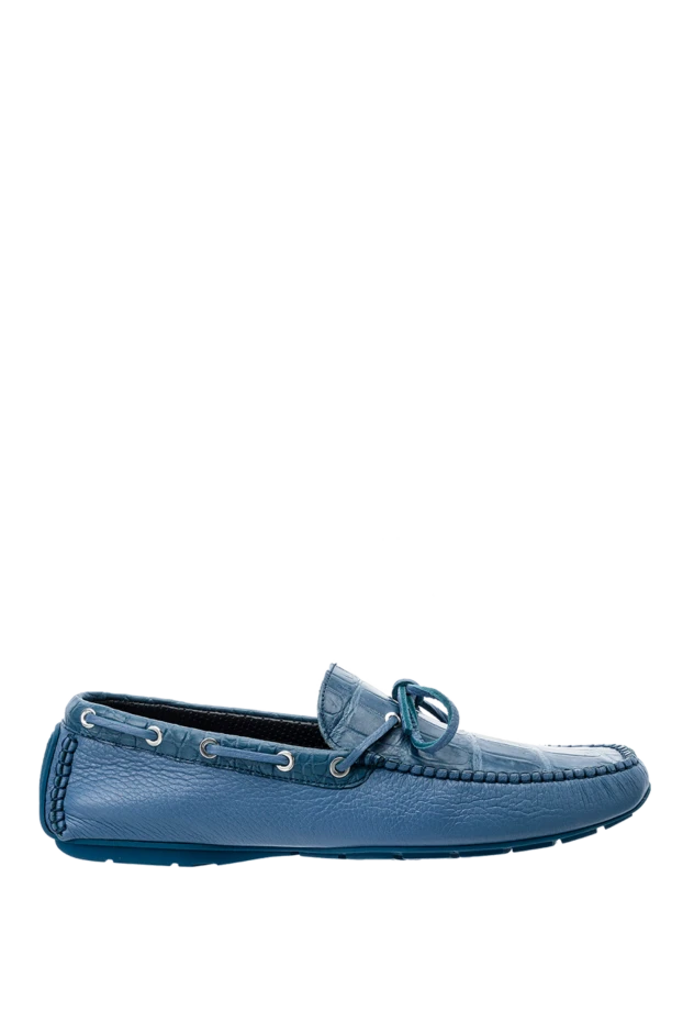 Cesare di Napoli men's moccasins made of genuine leather and crocodile leather blue 151550 - photo 1