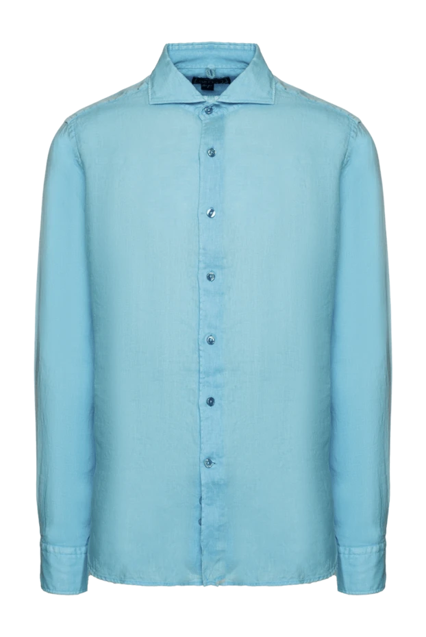 Orian men's fitted shirt made of light blue linen 196340 - photo 1