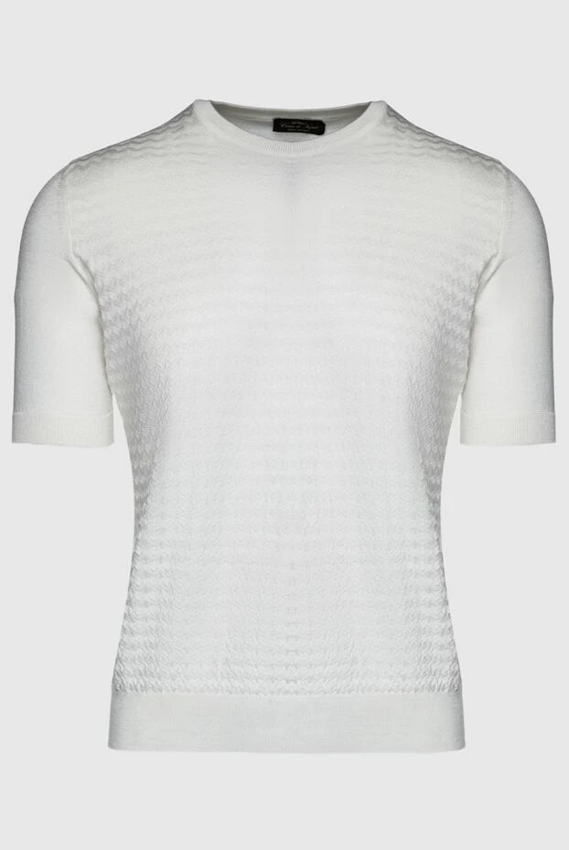 Cesare di Napoli man short sleeve jumper in silk white for men buy with prices and photos 151638 - photo 1