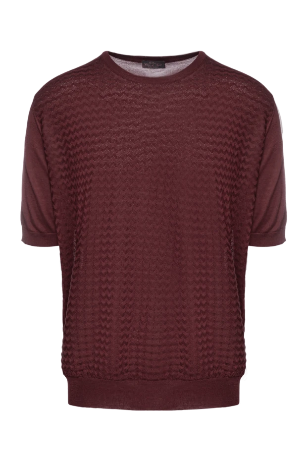 Cesare di Napoli short sleeve silk jumper in burgundy for men 151639 - photo 1