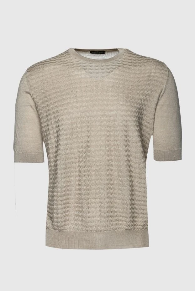 Cesare di Napoli man beige silk short sleeve jumper for men buy with prices and photos 151640 - photo 1
