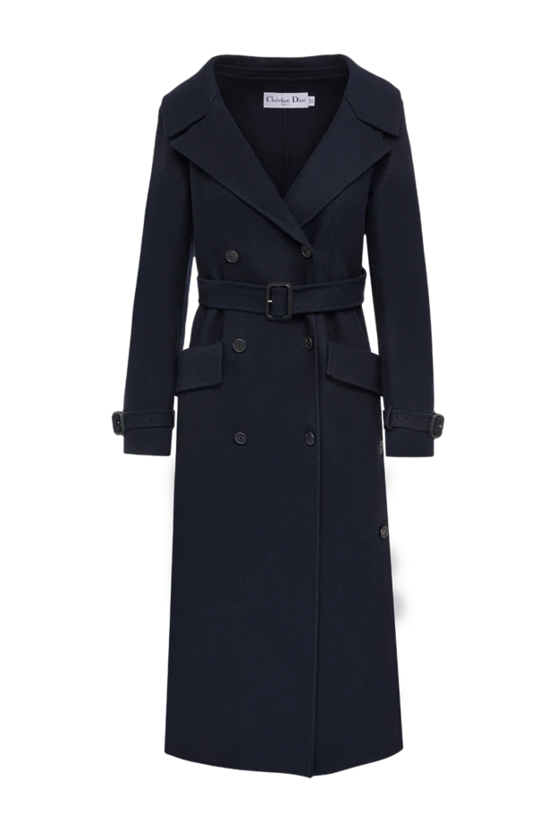 Dior women's blue double-breasted coat with a belt 151662 - photo 1