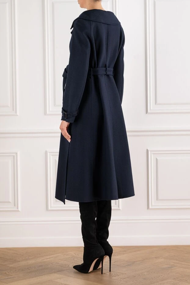 Dior women's blue double-breasted coat with a belt 151662 - photo 3