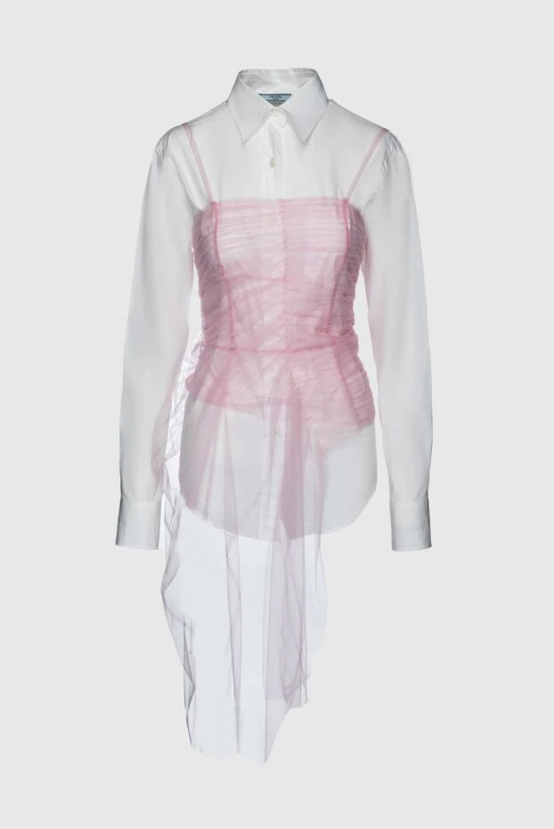 Prada женские блуза из хлопка и полиамида белая женская купить с ценами и фото 151666 - фото 1