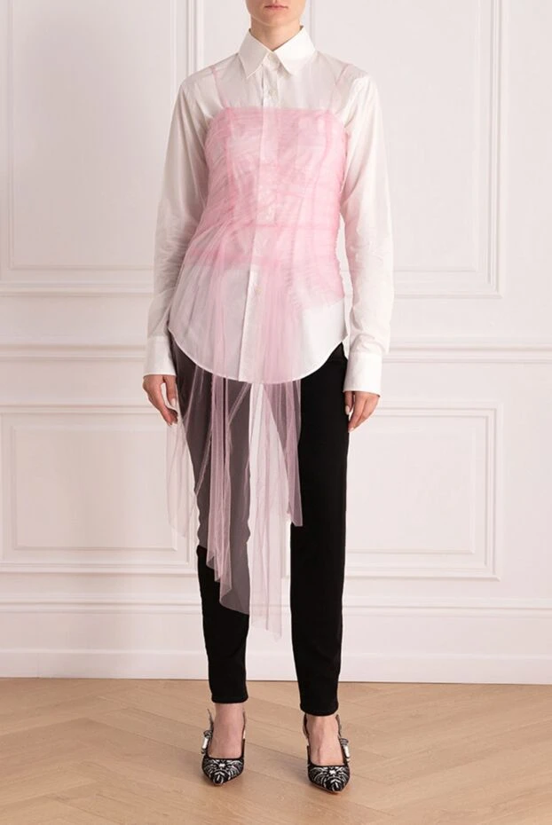 Prada женские блуза из хлопка и полиамида белая женская купить с ценами и фото 151666 - фото 2