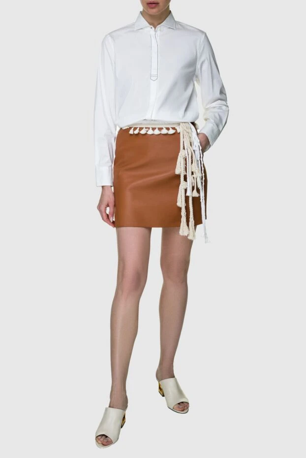 Loewe женские юбка из кожи коричневая женская купить с ценами и фото 151669 - фото 2