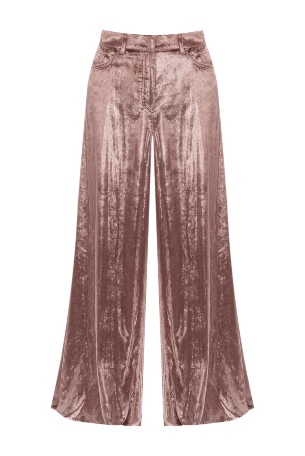 Women's wide trousers with a shiny coating brown - photo 1
