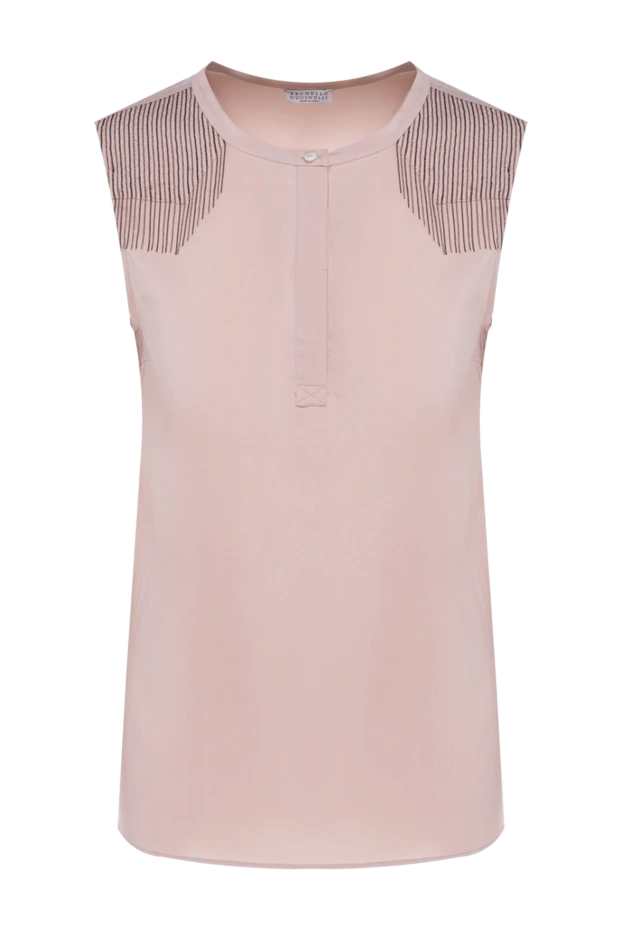 Brunello Cucinelli women's sleeveless blouse with shoulder decor pink 151879 - photo 1