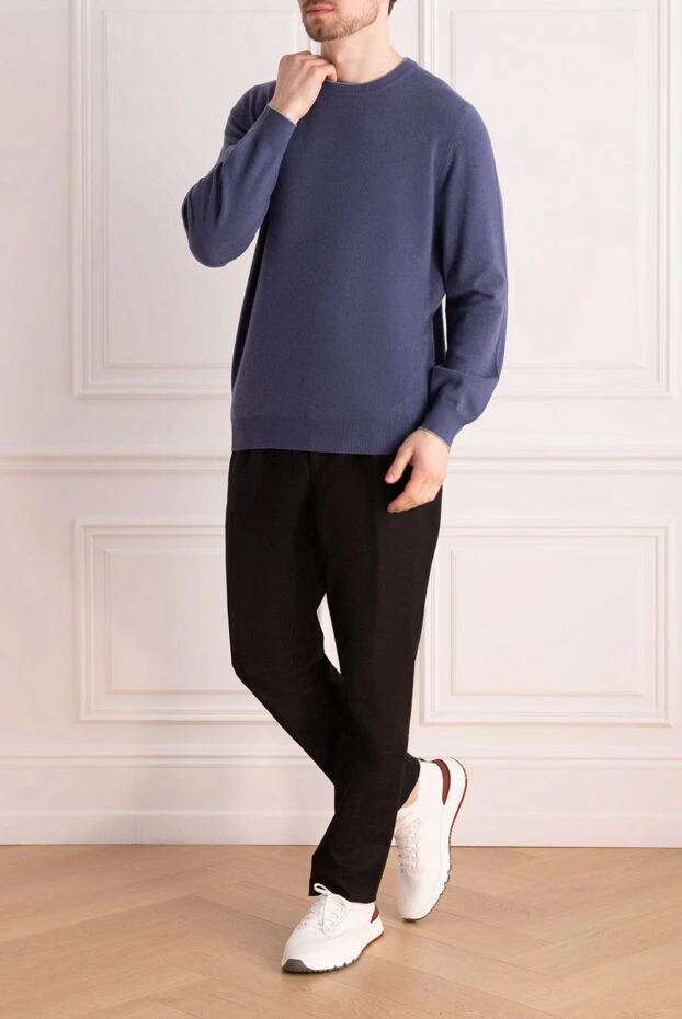 Blue cashmere jumper for men - photo 2