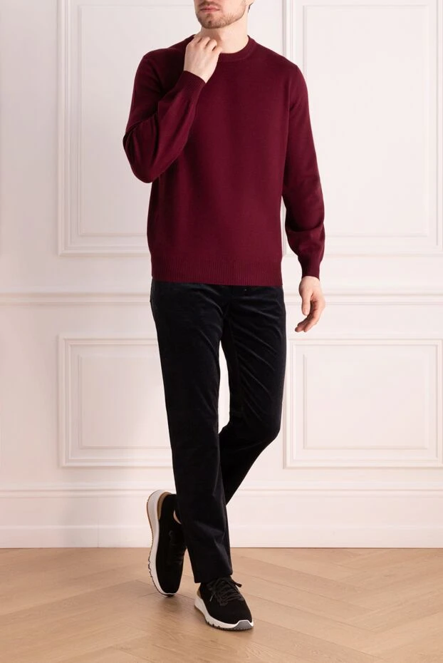 Brunello Cucinelli burgundy wool and cashmere sweater for men 151923 - photo 2