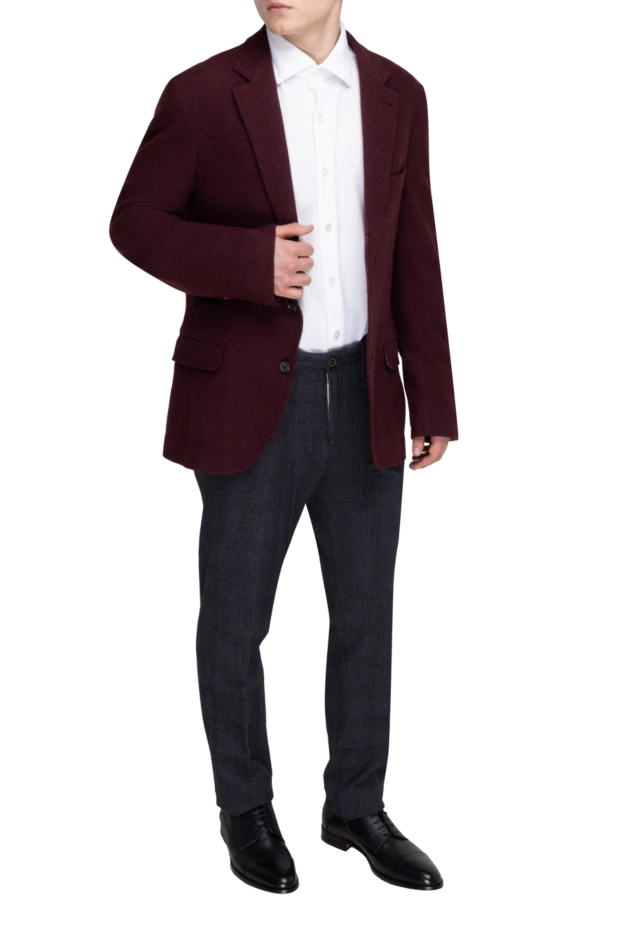 Піджак із вовни бордовий чоловічий - фото 2