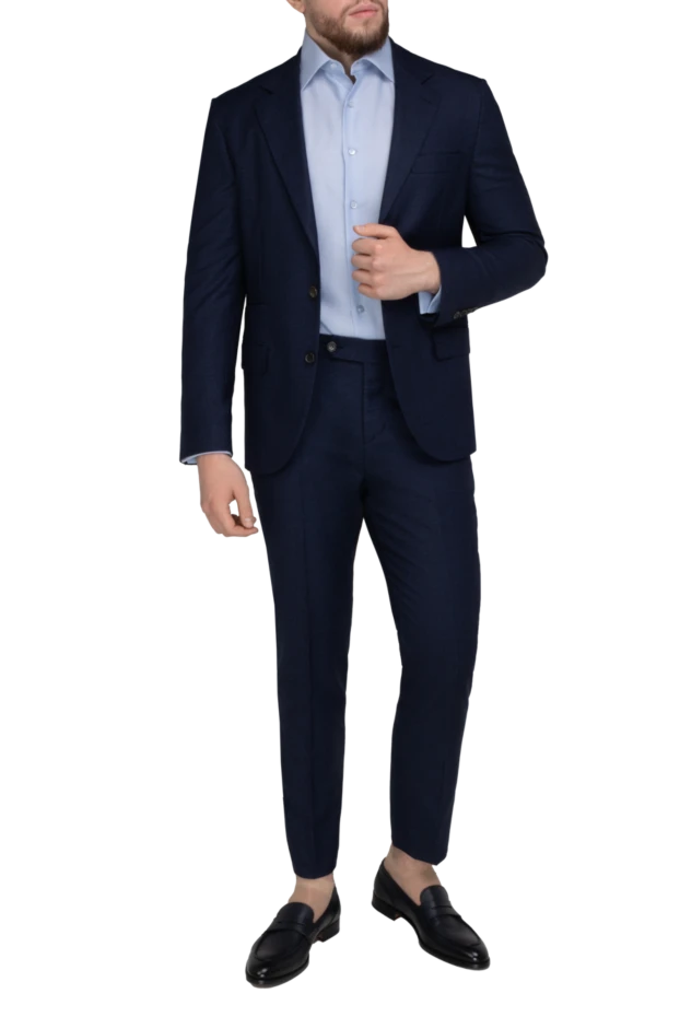 Men's suit made of wool blue - photo 2