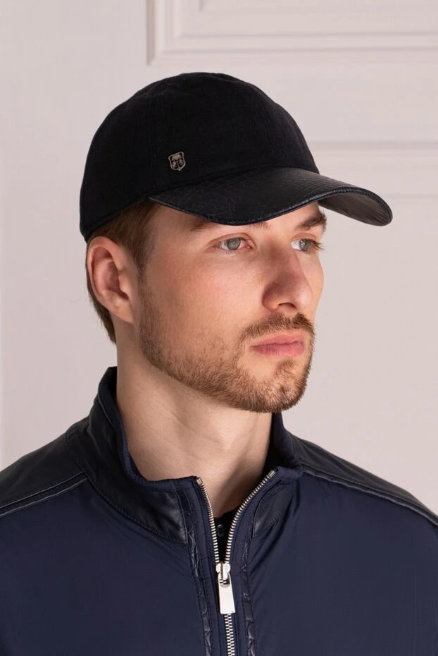 Corneliani man blue crocodile and cashmere cap for men buy with prices and photos 151981 - photo 2
