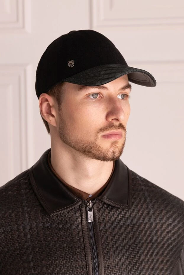 Corneliani man black crocodile and cashmere cap for men buy with prices and photos 151982 - photo 2