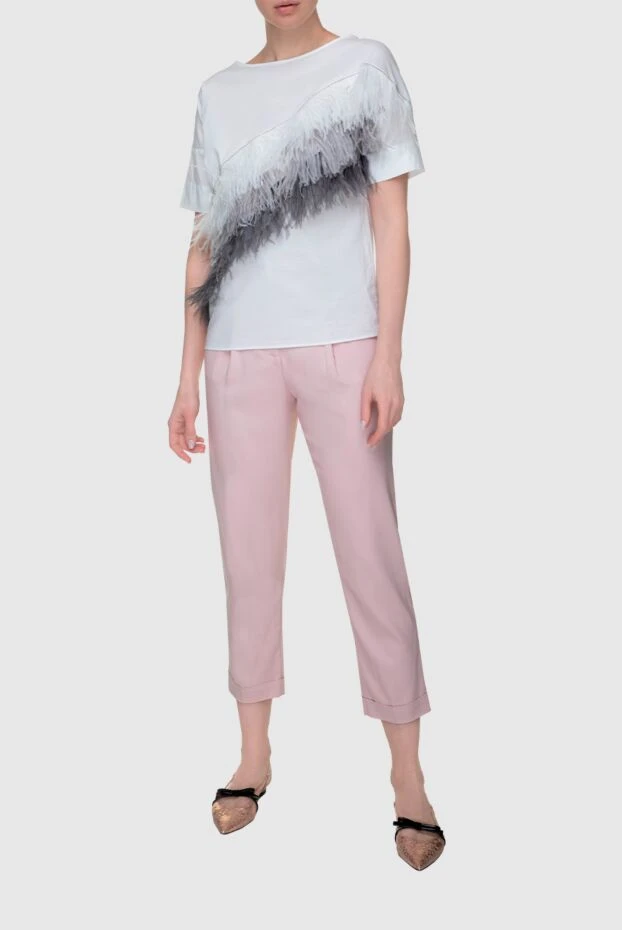 Peserico женские брюки из вискозы розовые женские купить с ценами и фото 152024 - фото 2