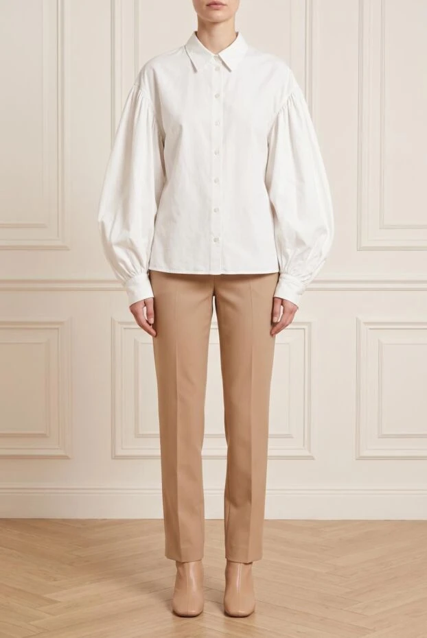 Fleur de Paris біла блузка з широкими рукавами з бавовни 152086 - фото 1