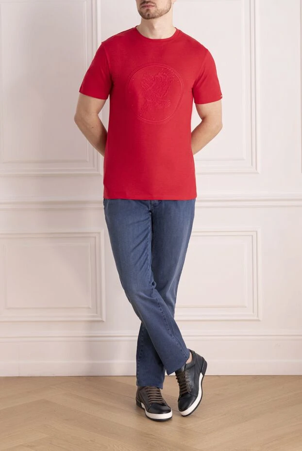 Футболка из хлопка и модала красная мужская - фото 2