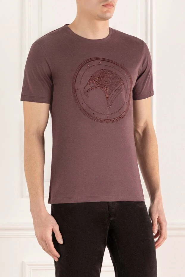 Stefano Ricci футболка з бавовни та модала бордова чоловіча 152241 - фото 3