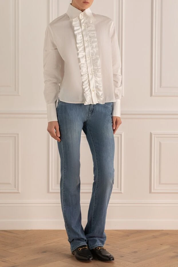 Saint Laurent женские блуза из хлопка белая женская купить с ценами и фото 152390 - фото 2