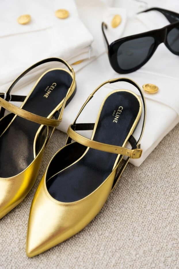 Celine women's golden leather shoes with straps 152398 - photo 2