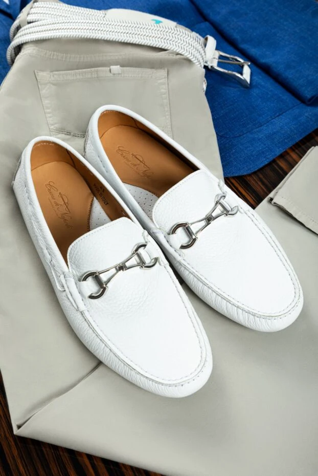 Cesare di Napoli white leather men's loafers 152405 - photo 3
