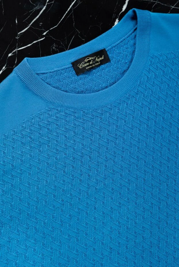 Cesare di Napoli short sleeve silk jumper blue for men 152428 - photo 2