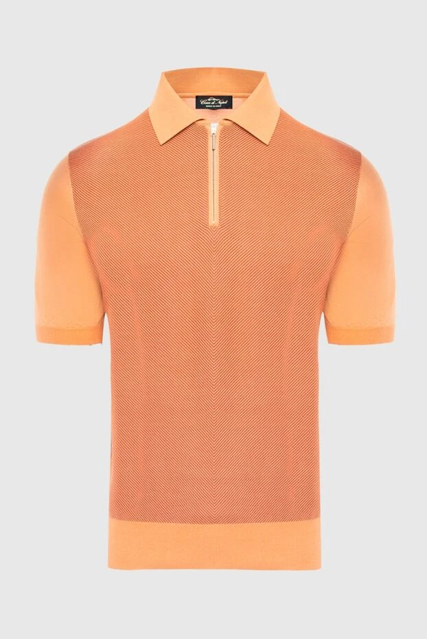 Cesare di Napoli silk polo shirt orange with contrast inserts men's 197013 - photo 1