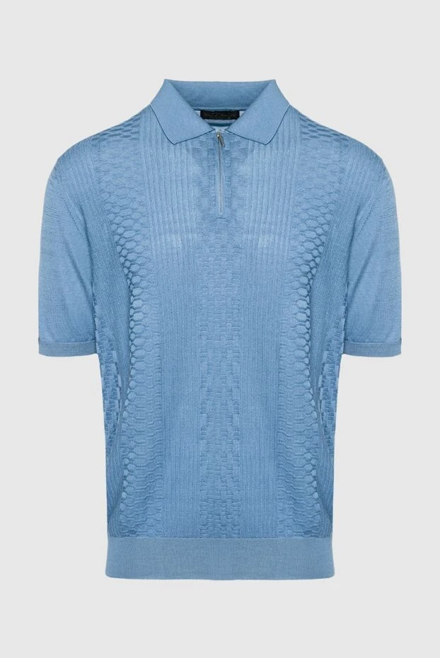 Cesare di Napoli blue silk polo for men 152459 - photo 1