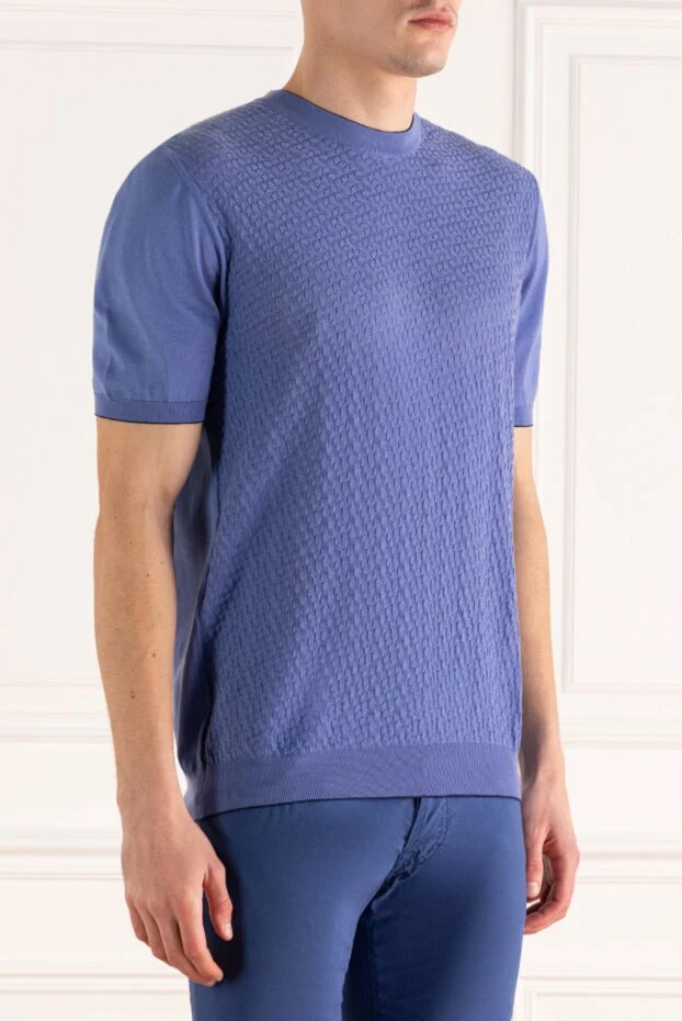 Svevo blue t-shirt in the style of a jumper with an embossed pattern and a round neck 195534 - photo 3