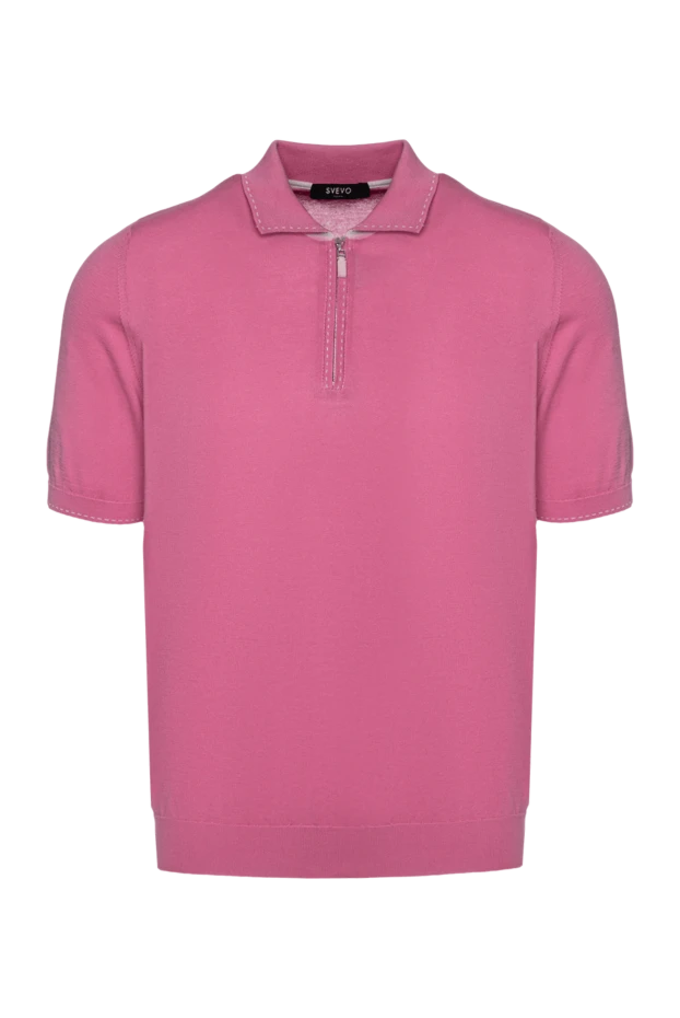 Svevo jersey polo shirt with zip and contrast stitching in pink 195537 - photo 1