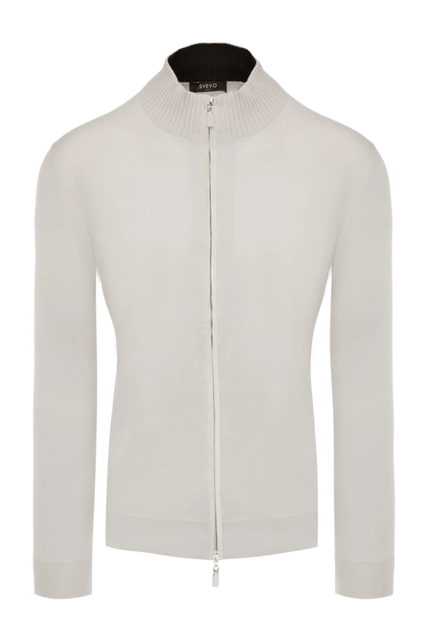 Svevo man men's cardigan made of cotton, cashmere and suede white 152513 - photo 1