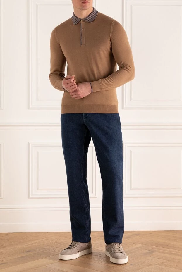 Svevo man cashmere and silk long sleeve polo brown for men buy with prices and photos 152562 - photo 2