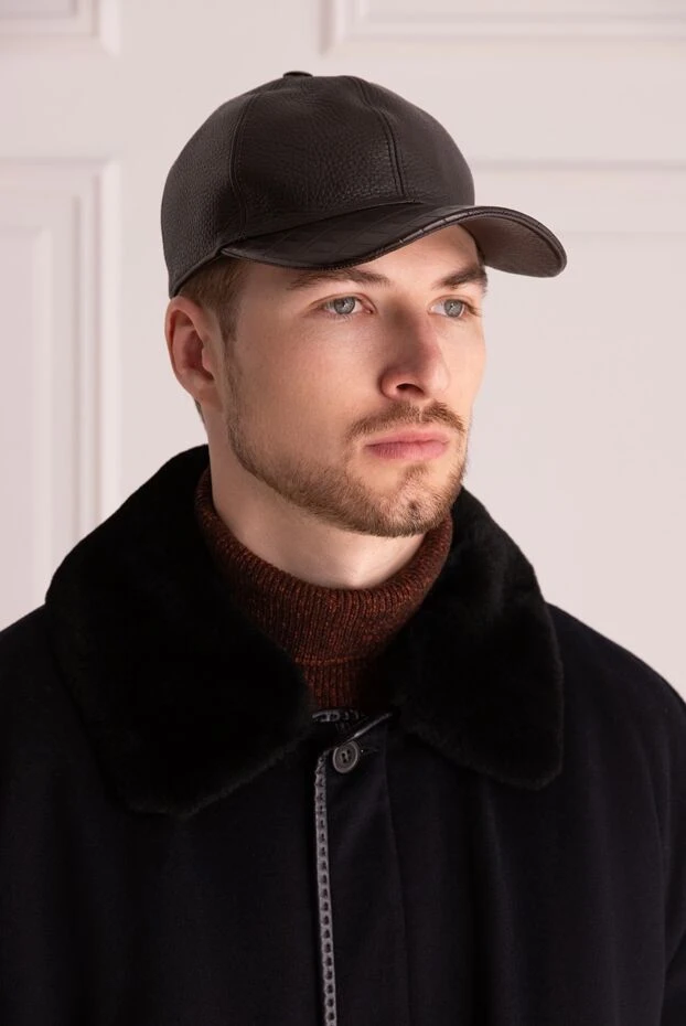 Cesare di Napoli man cap made of crocodile skin and genuine leather brown for men buy with prices and photos 152659 - photo 2